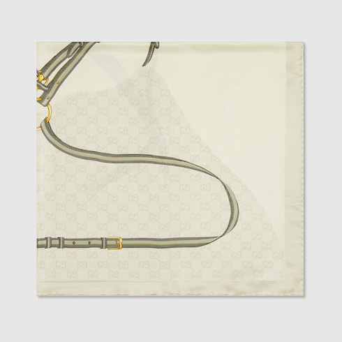 Pañuelo cuadrado jacquard seda estampado GG