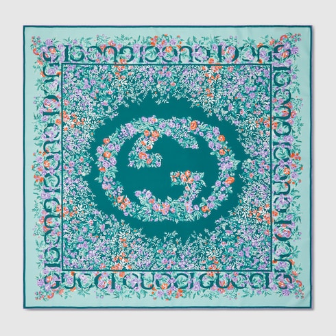 Carré en twill de soie imprimé