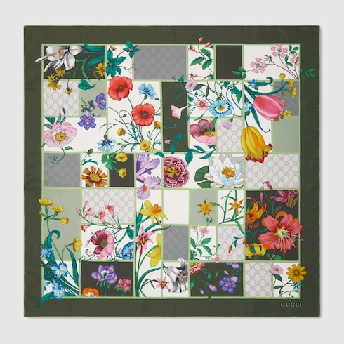 Printed silk twill carré