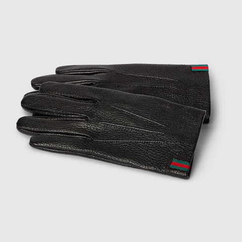 Grainy leather gloves with Web
