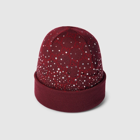 GG wool beanie hat with crystals