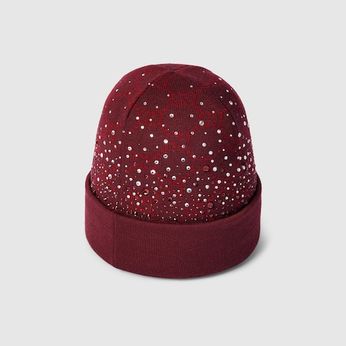 GG wool beanie hat with crystals