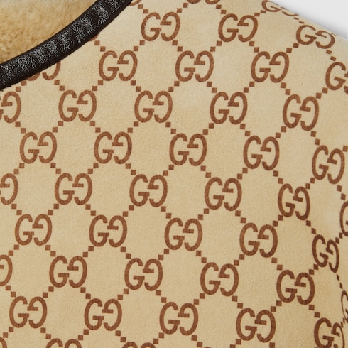 Printed GG shearling jacket