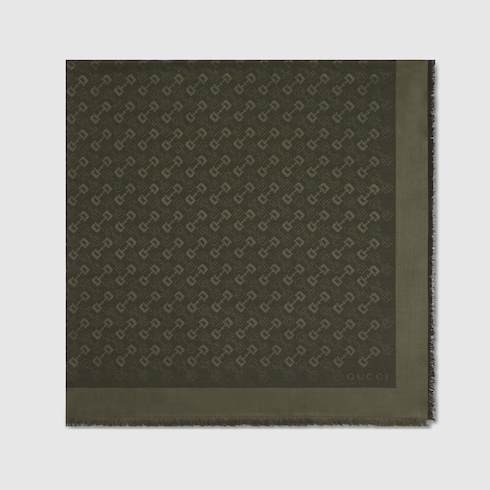 Châle en jacquard de laine et soie GG