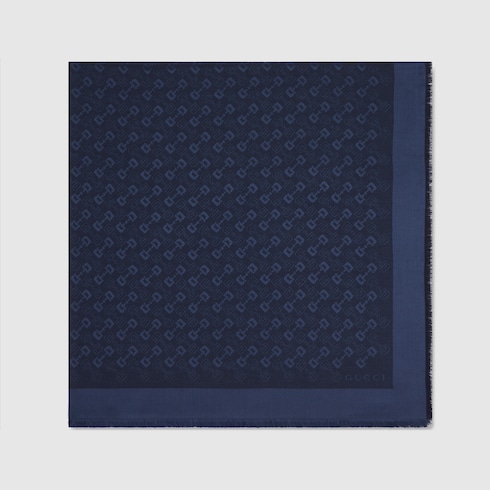 Châle en jacquard de laine et soie GG