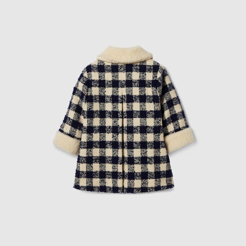 Cappotto neonato in lana a quadretti