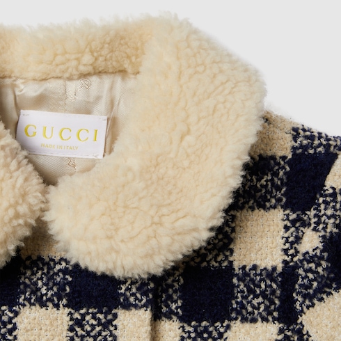 Baby gingham wool coat