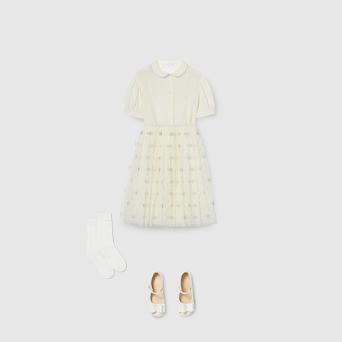 Gonna bambino in tulle GG ricamato
