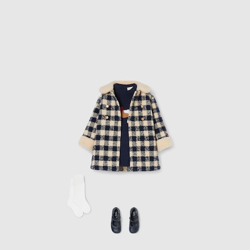 Manteau pour bébé en laine Vichy