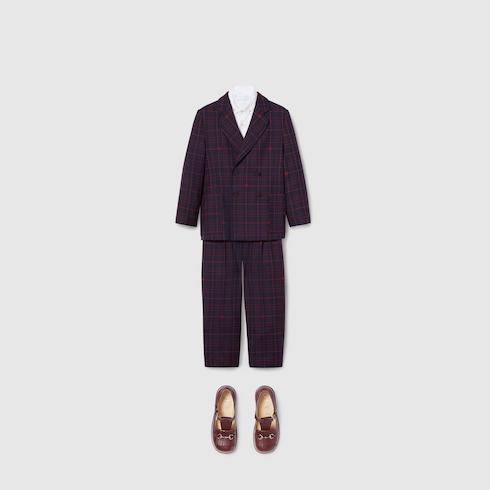 Children's Double G check wool pants