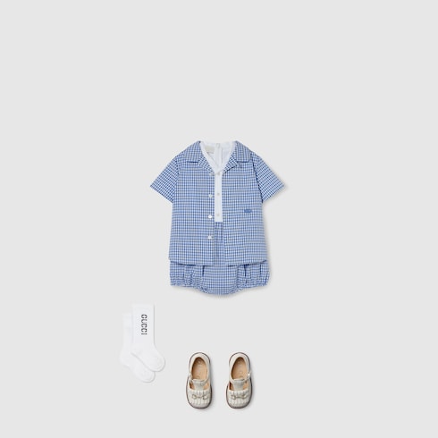 Tutina neonato in cotone a quadretti