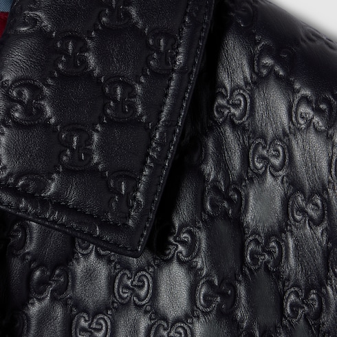 Embossed GG leather jacket