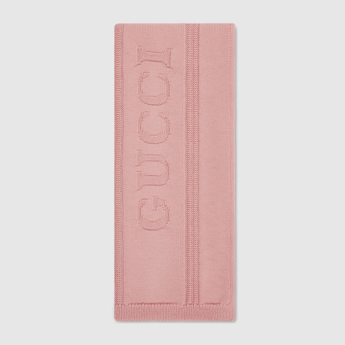 GUCCI ロゴ入り ウールニット スカーフ