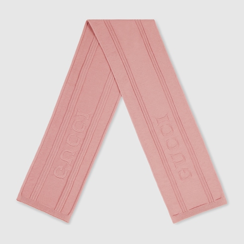 Knit wool scarf with Gucci logo