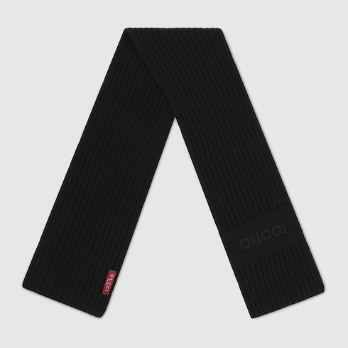 Wool cashmere scarf with embroidery