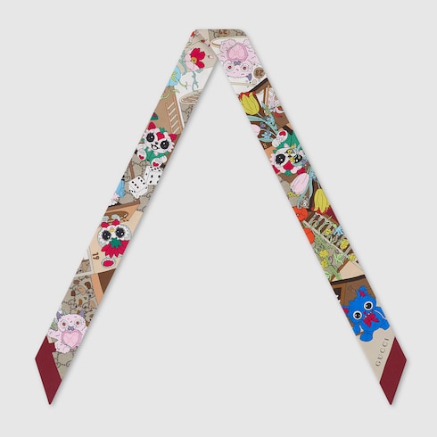 〔Gucci Besties〕プリント シルクツイル リボン
