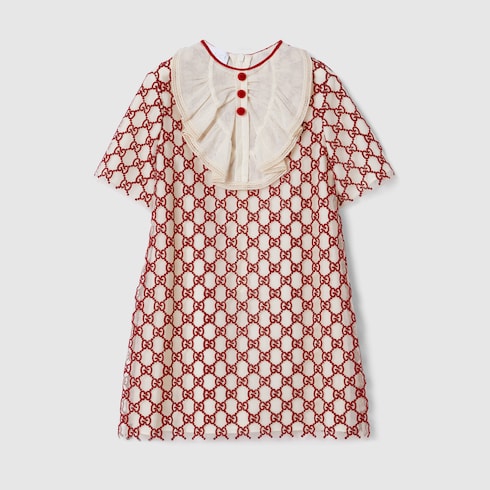 Children's embroidered GG nylon dress
