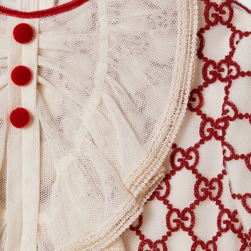 Children's embroidered GG nylon dress