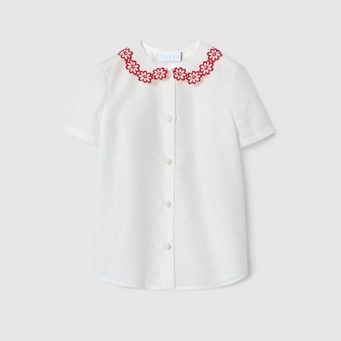 Camicia bambino in cotone GG jacquard