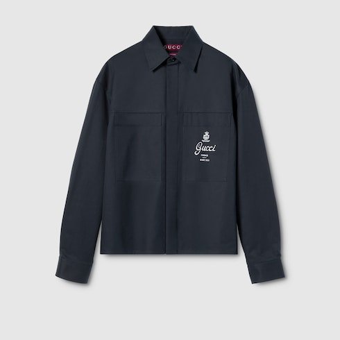 Cotton twill shirt with print