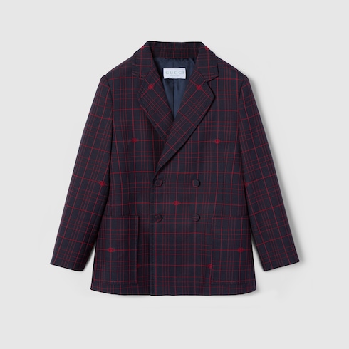 Veste en laine à carreauxà motif Double GG pour enfant
