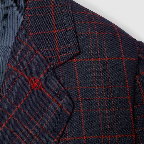 Veste en laine à carreauxà motif Double GG pour enfant