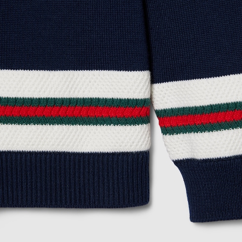 Cardigan bambino in cotone con nastro Web