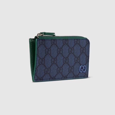 Green trim GG zip card case