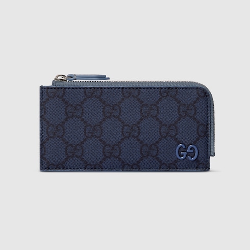 Dusty blue trim GG zip card case