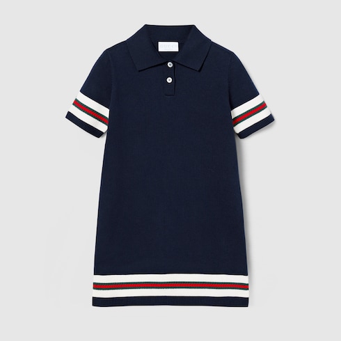 Children's cotton polo dress in dark blue | GUCCI US