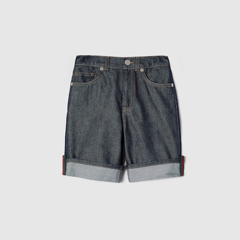 Short pour enfant en denim avec bande Web