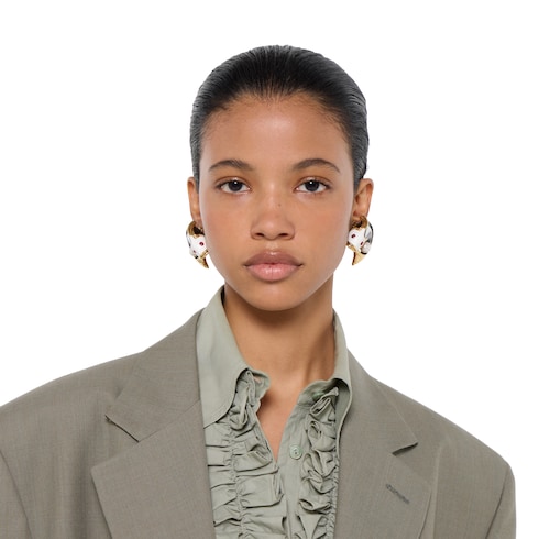 Carp-shaped earrings with enamel