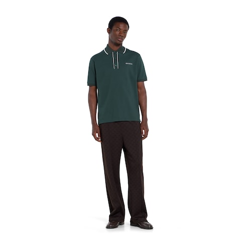 Cotton piquet polo shirt with embroidery