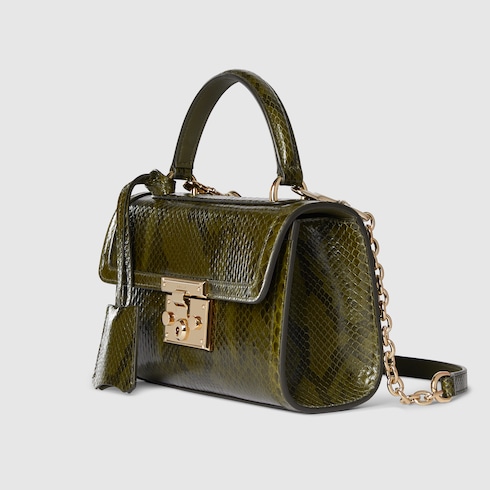 Kleine Padlock Henkeltasche aus Pythonleder