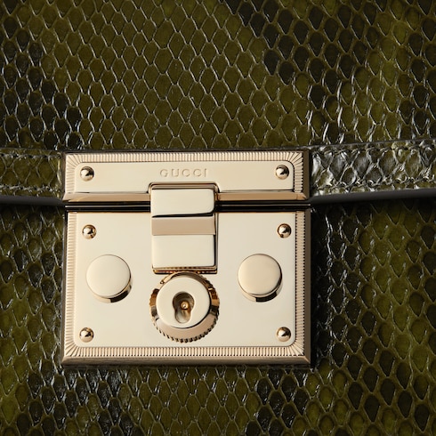 Kleine Padlock Henkeltasche aus Pythonleder