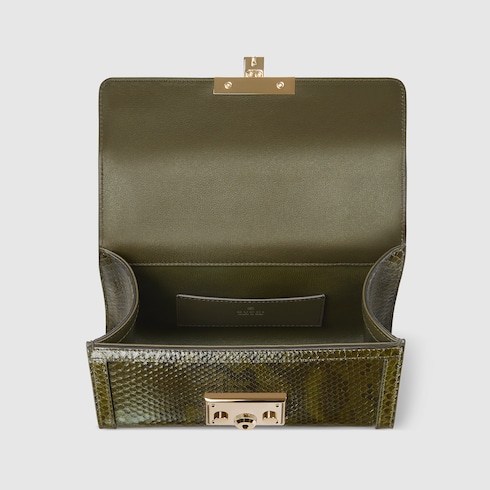 Kleine Padlock Henkeltasche aus Pythonleder