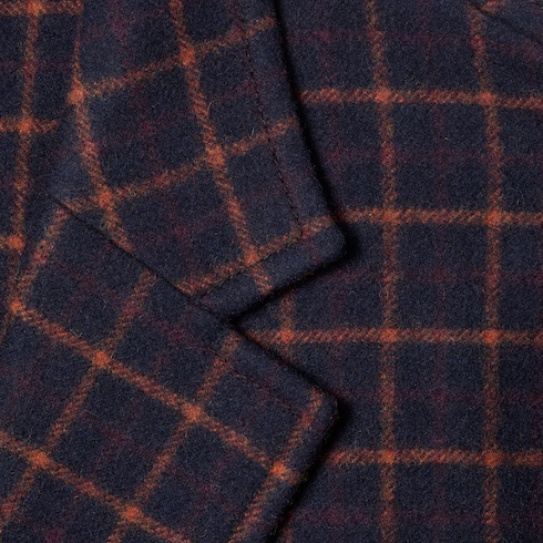 Single-breast check wool jacket
