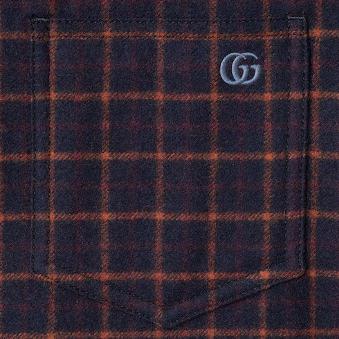 Single-breast check wool jacket