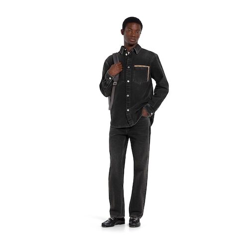 Pantalone denim in cotone effetto délavé