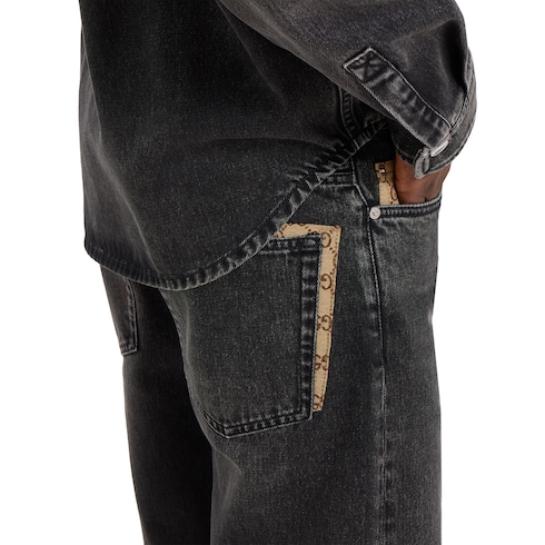 Washed cotton denim pant