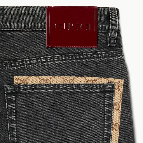 Washed cotton denim pant