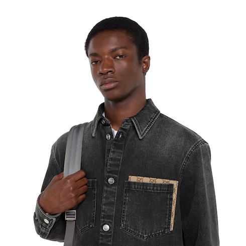 Camicia denim in cotone effetto délavé