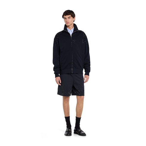 Veste zippée en jersey technique avec cristaux