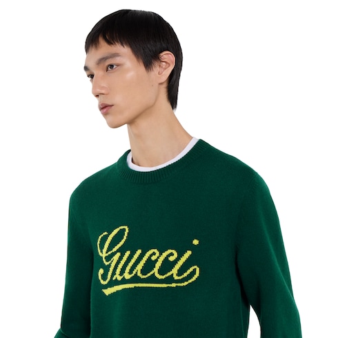 Knit wool sweater with intarsia