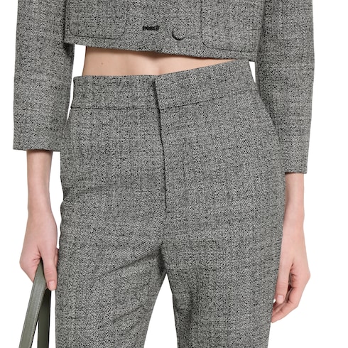 Wool grisaille trousers with embroidery