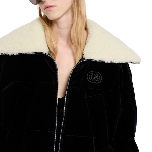 Cotton velvet puffer bomber