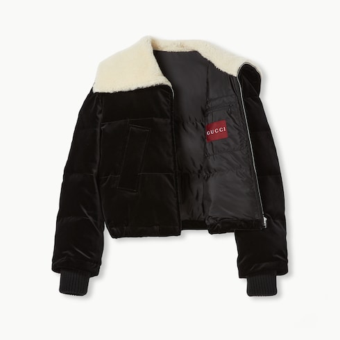 Cotton velvet puffer bomber