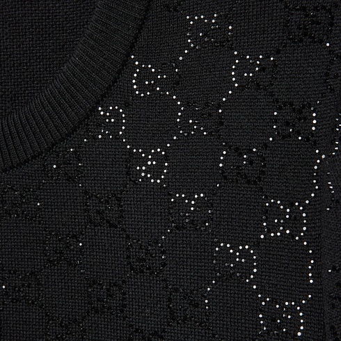 Kleid aus feiner Wolle mit GG Kristallen