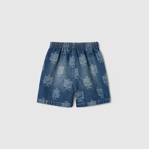Short pour bébé en denim imprimé