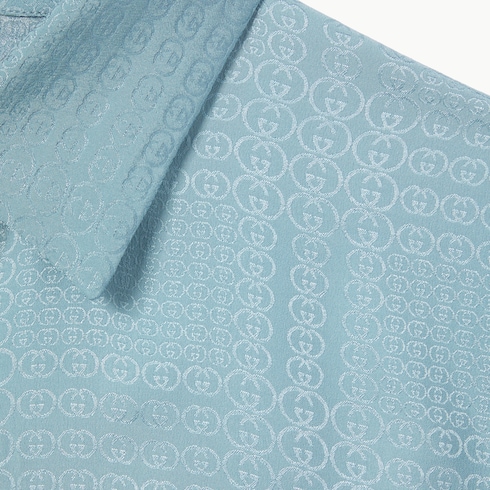 Camisa de jacquard de seda con GG entrelazada